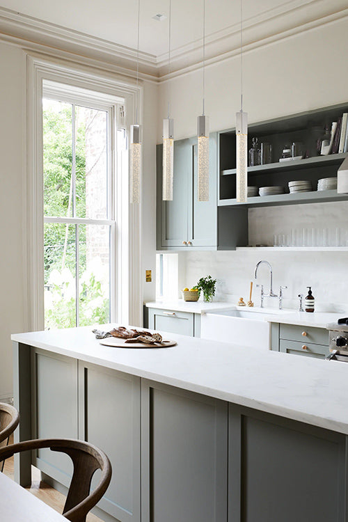 Frame Island Light with Clear Hexagon Bubble Hanging Crystal Pendants by Bethel - view 10