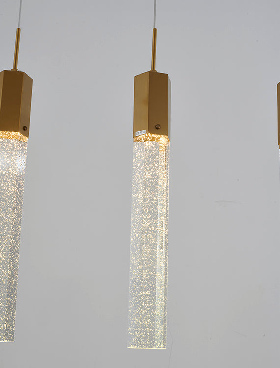 Frame Island Light with Clear Hexagon Bubble Hanging Crystal Pendants by Bethel - view 19