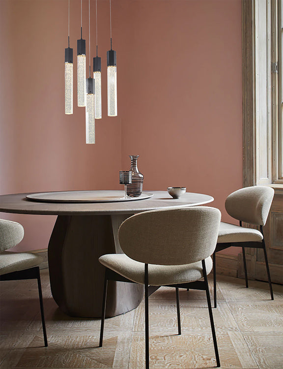 Frame Chandelier with Clear Hexagon Bubble Crystal Hanging Pendants by Bethel - view 2