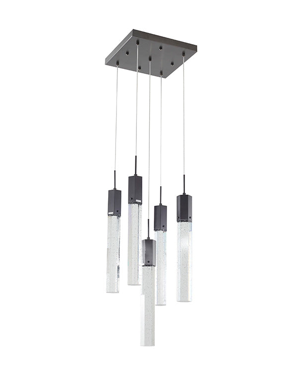 Frame Chandelier with Clear Hexagon Bubble Crystal Hanging Pendants by Bethel - view 3