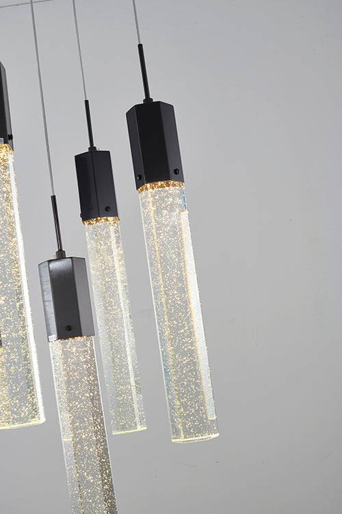 Frame Chandelier with Clear Hexagon Bubble Crystal Hanging Pendants by Bethel - view 4