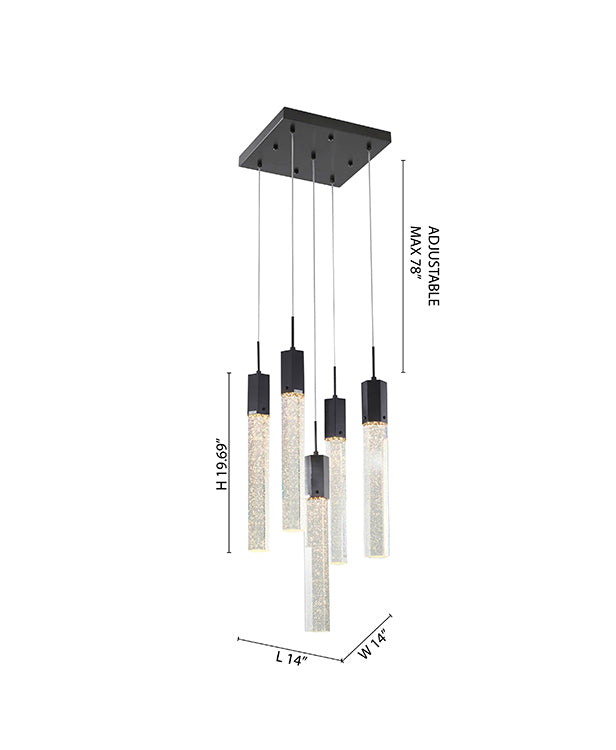 Frame Chandelier with Clear Hexagon Bubble Crystal Hanging Pendants by Bethel - view 6