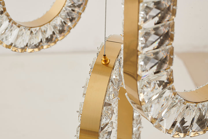 Five Clear Crystal Ring LED Chandelier with Hardware by Bethel - view 2