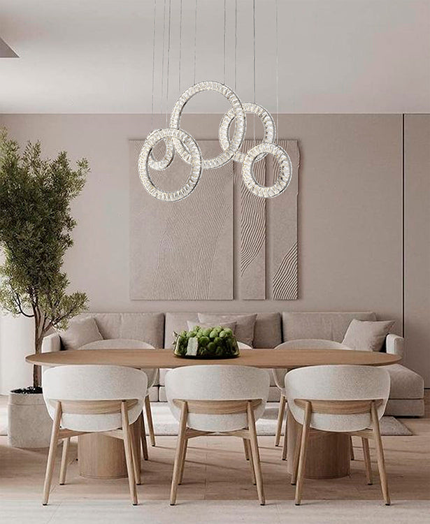 Five Clear Crystal Ring LED Chandelier with Hardware by Bethel - view 4