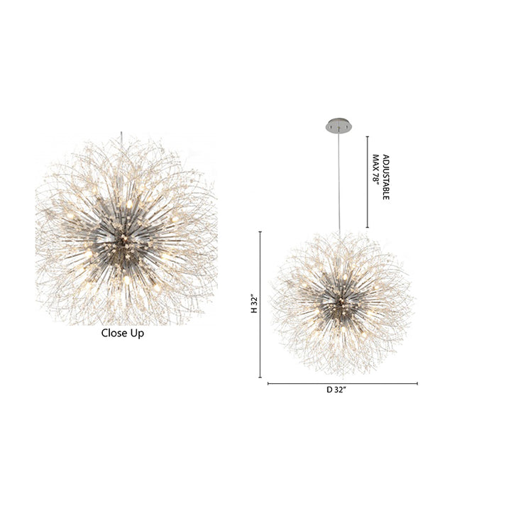 Clear Crystal Firework Chandelier with Hardware in Chrome by Bethel