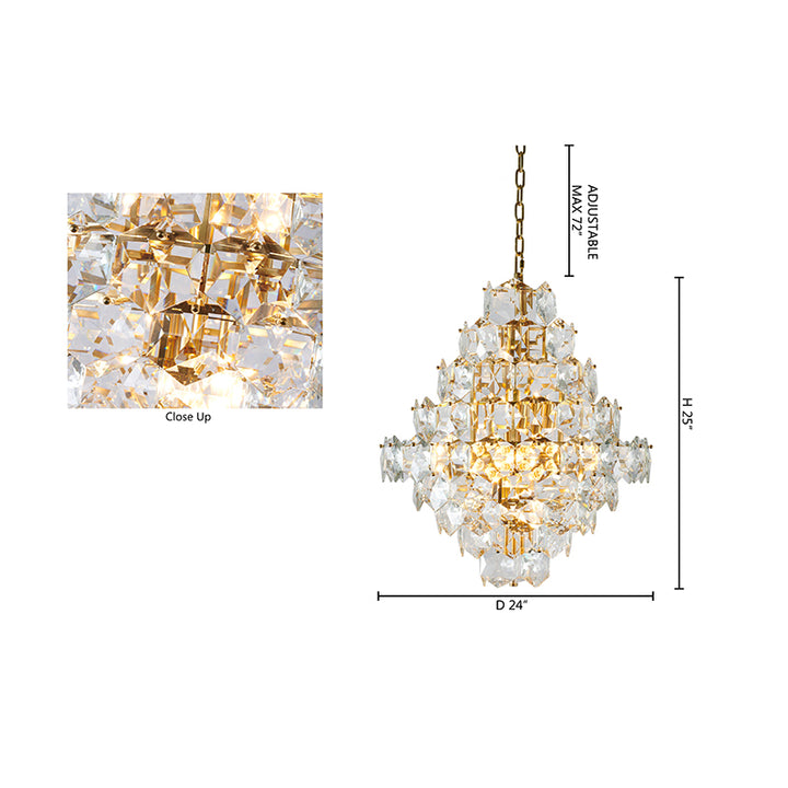 Clear Crystal Chandelier with Hardware (GL438) in Brass by Bethel