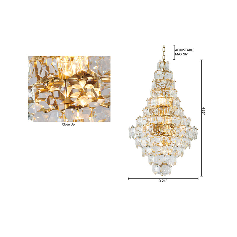 Clear Crystal Chandelier with Hardware (GL438) in Brass by Bethel