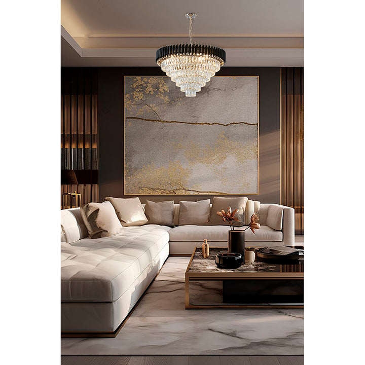 Rectangular Frame Chandelier with Clear Hanging Crystals by Bethel - view 18