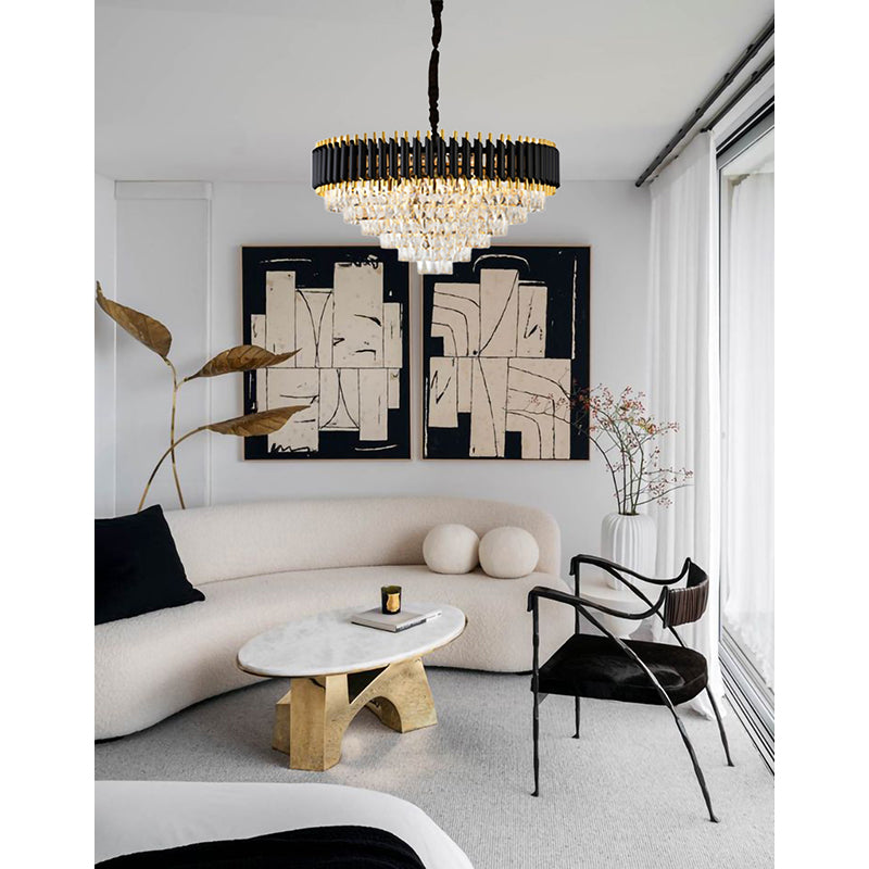 Rectangular Frame Chandelier with Clear Hanging Crystals by Bethel - view 23