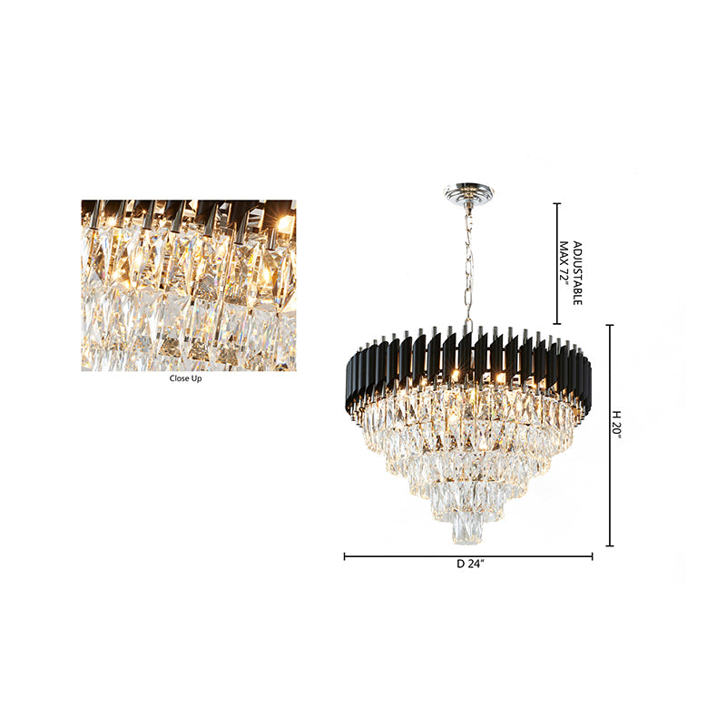 Rectangular Frame Chandelier with Clear Hanging Crystals by Bethel - view 16