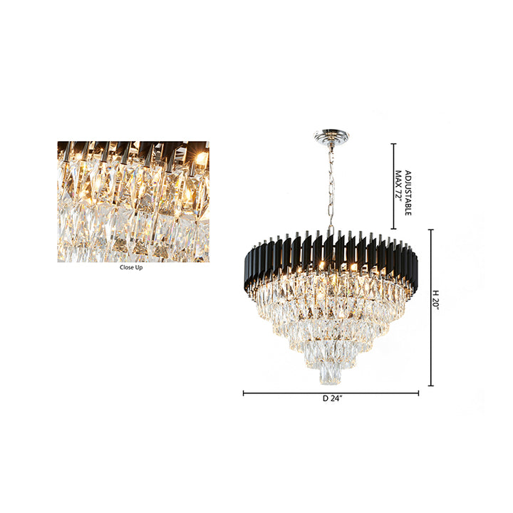 Rectangular Frame Chandelier with Clear Hanging Crystals by Bethel - view 16