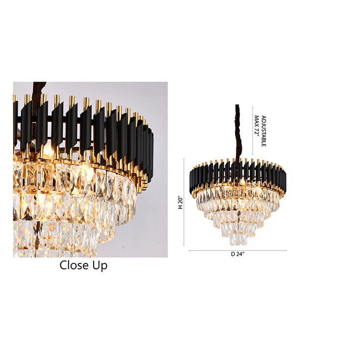 Rectangular Frame Chandelier with Clear Hanging Crystals by Bethel - view 10