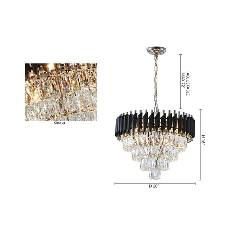 Rectangular Frame Chandelier with Clear Hanging Crystals by Bethel - view 6