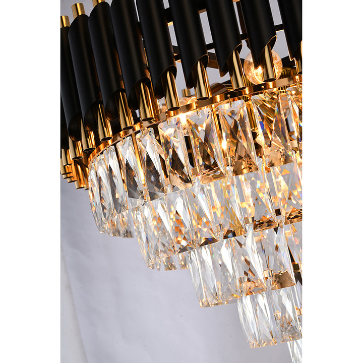 Rectangular Frame Chandelier with Clear Hanging Crystals by Bethel - view 4