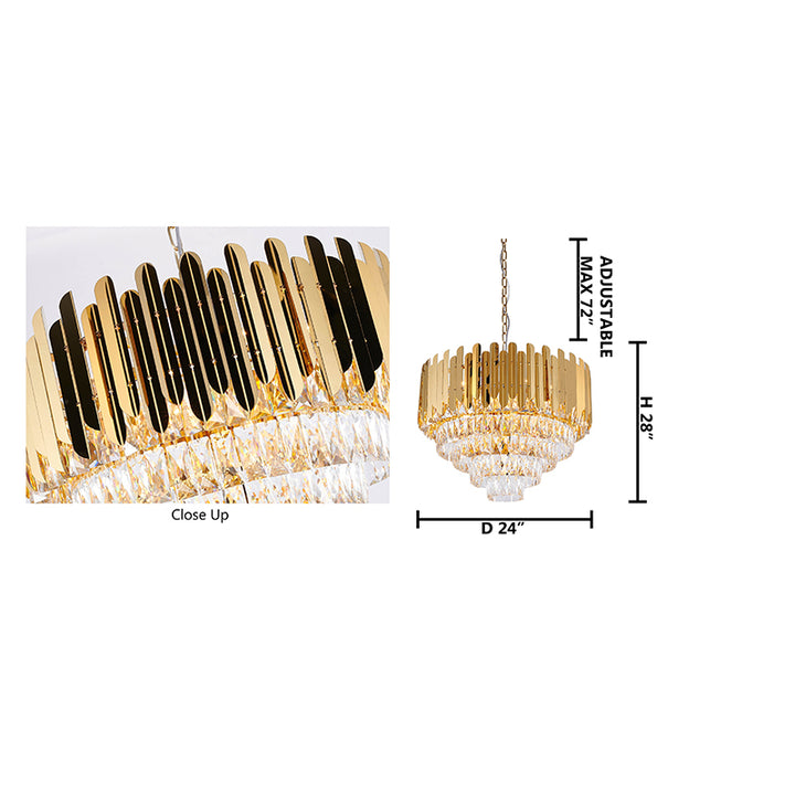 Stainless Steel Frame Chandelier with Clear Hanging Crystals by Bethel - view 20