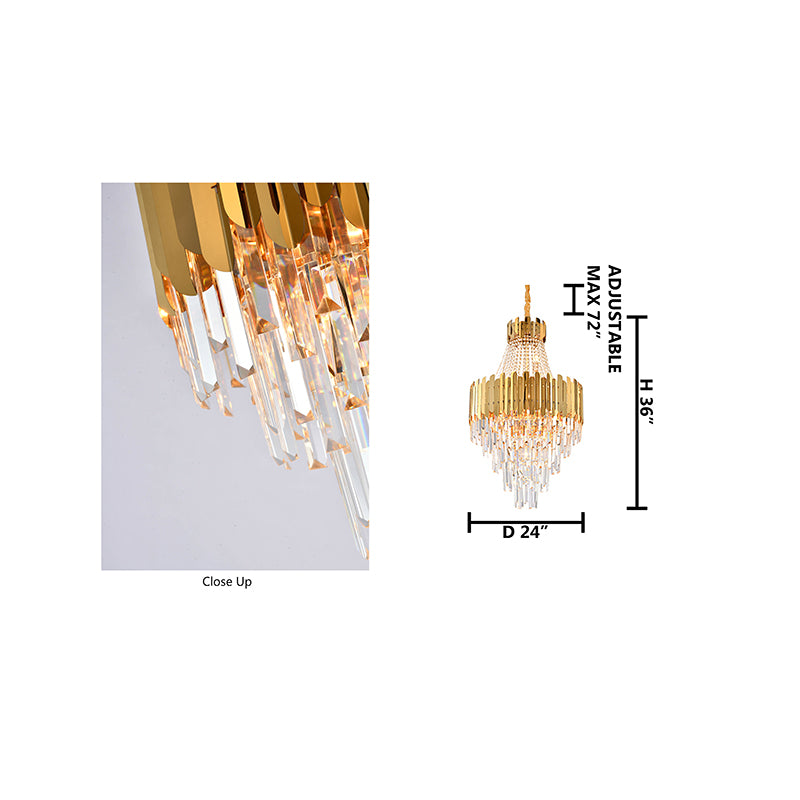 Stainless Steel Frame Chandelier with Clear Hanging Crystals by Bethel - view 14