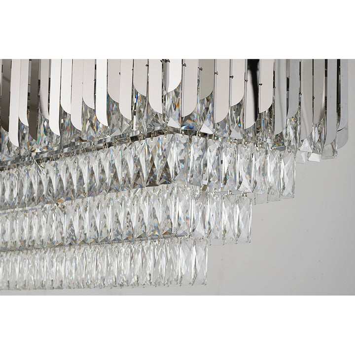 Stainless Steel Frame Chandelier with Clear Hanging Crystals by Bethel - view 36