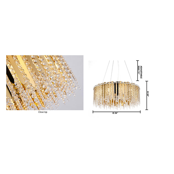 Stainless Steel Chandelier with Clear Hanging Crystal Beads by Bethel - view 15