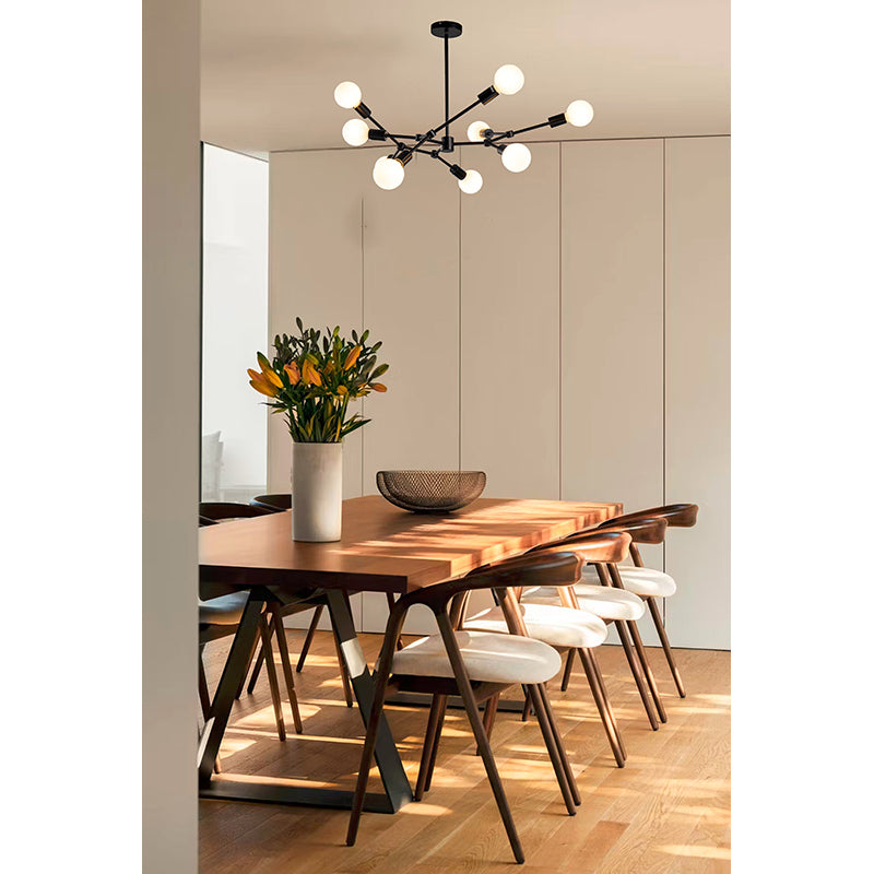 Matte Black Branch Frame Chandelier with Visible