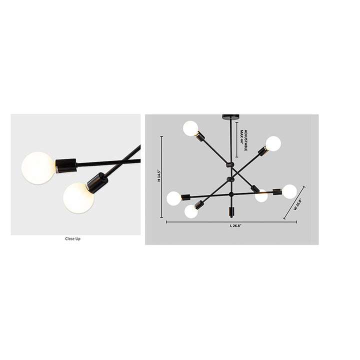 Matte Black Sputnik Frame Ceiling Fixture by Bethel - view 6