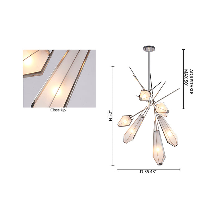Metal Frame Chandelier with Frosted Glass Shades by Bethel - view 26