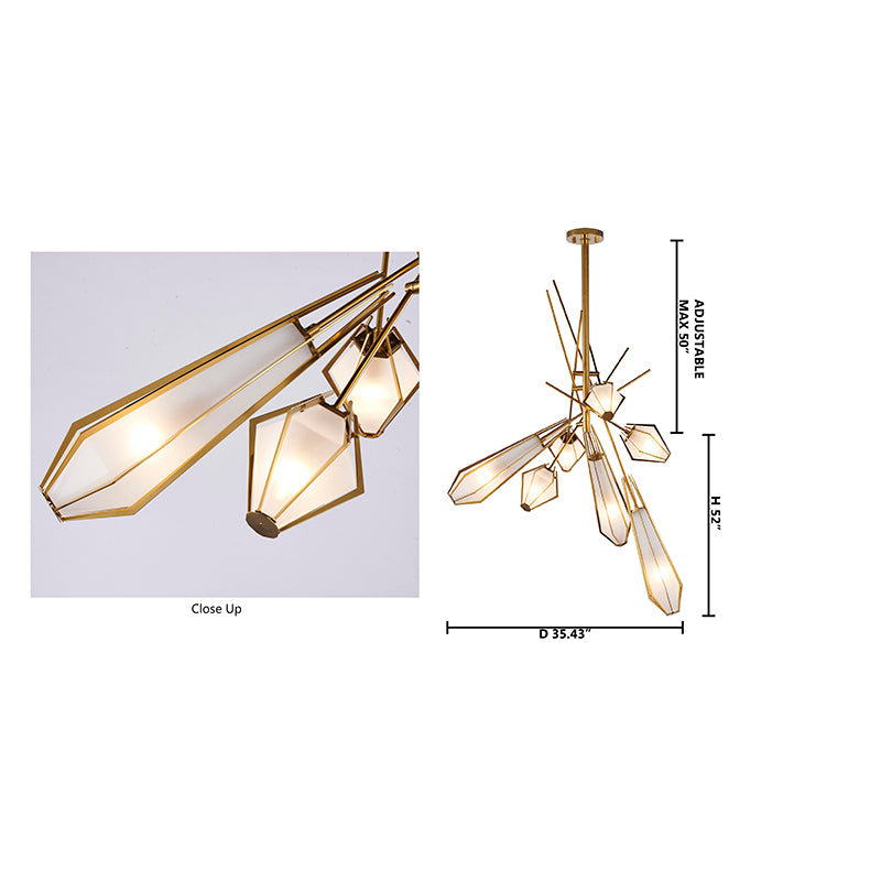 Metal Frame Chandelier with Frosted Glass Shades by Bethel - view 18