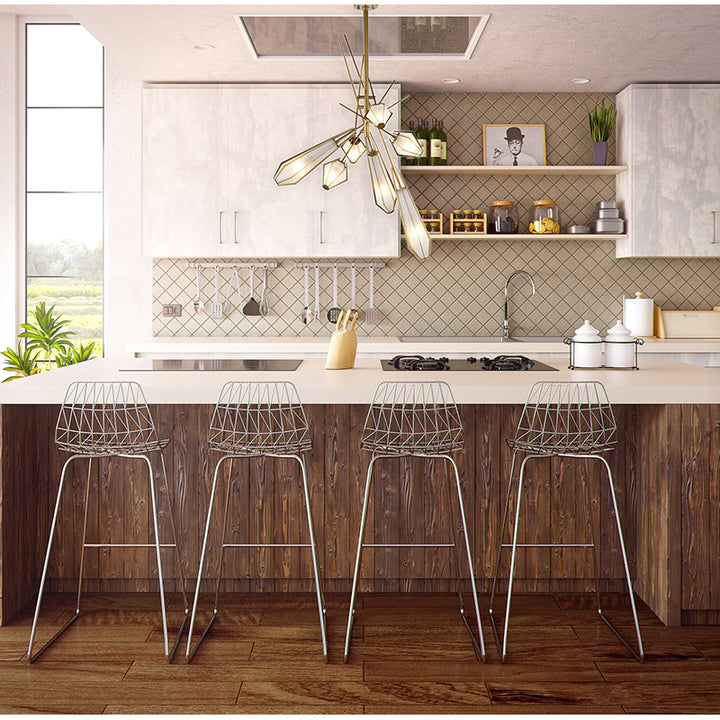Metal Frame Chandelier with Frosted Glass Shades by Bethel - view 19