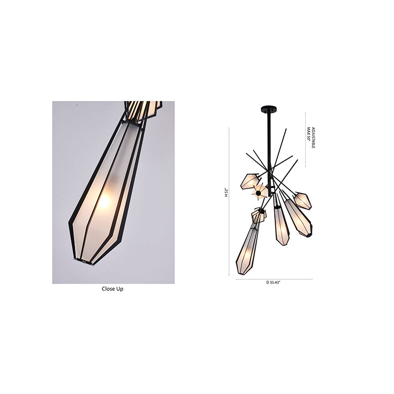 Metal Frame Chandelier with Frosted Glass Shades by Bethel - view 10