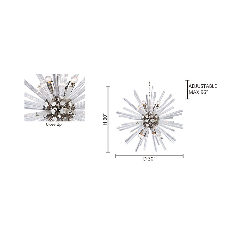 Clear Glass Spike Chandelier with Chrome Hardware by Bethel - view 3