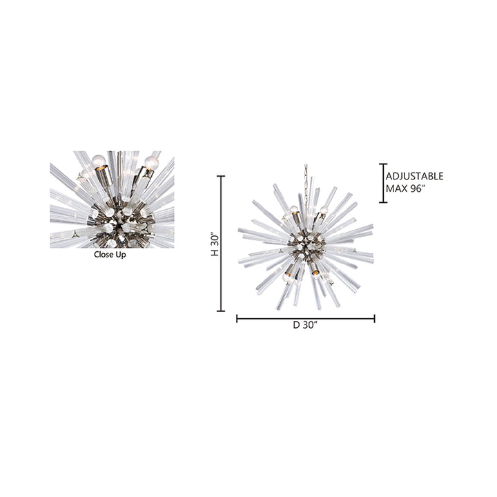Clear Glass Spike Chandelier with Chrome Hardware by Bethel - view 3