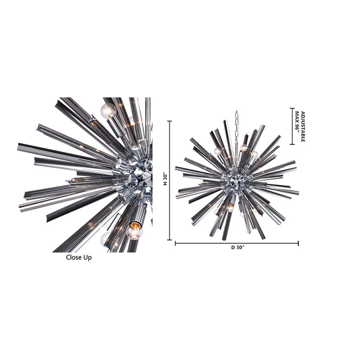 Smoke Glass Spike Chandelier with Chrome Hardware by Bethel - view 4