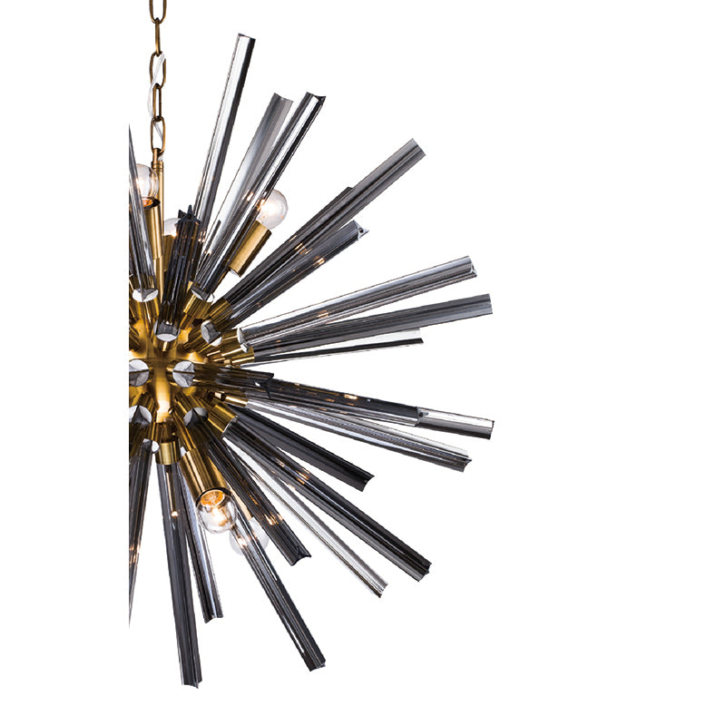 Smoke Glass Sputnik Chandelier with Brass Hardware by Bethel - view 2
