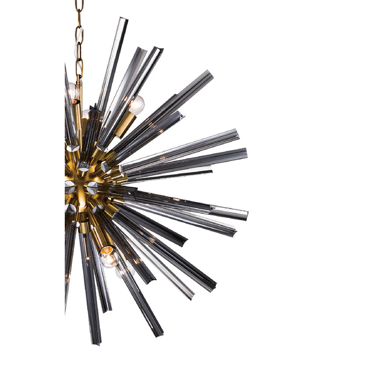 Smoke Glass Sputnik Chandelier with Brass Hardware by Bethel - view 2