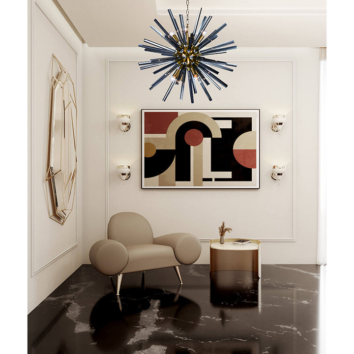 Smoke Glass Sputnik Chandelier with Brass Hardware by Bethel - view 4