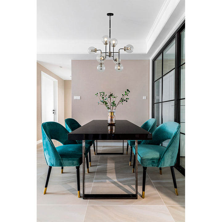 Polished Nickel and Black Frame Chandelier with Clear Glass Shades by Bethel - view 3