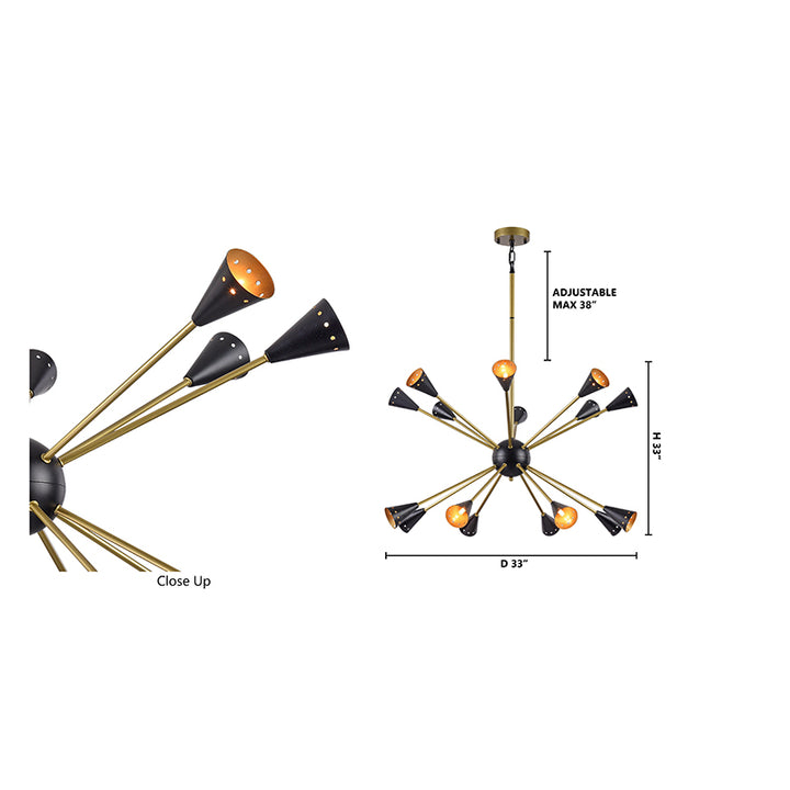 Matte Black Chandelier by Bethel - view 4
