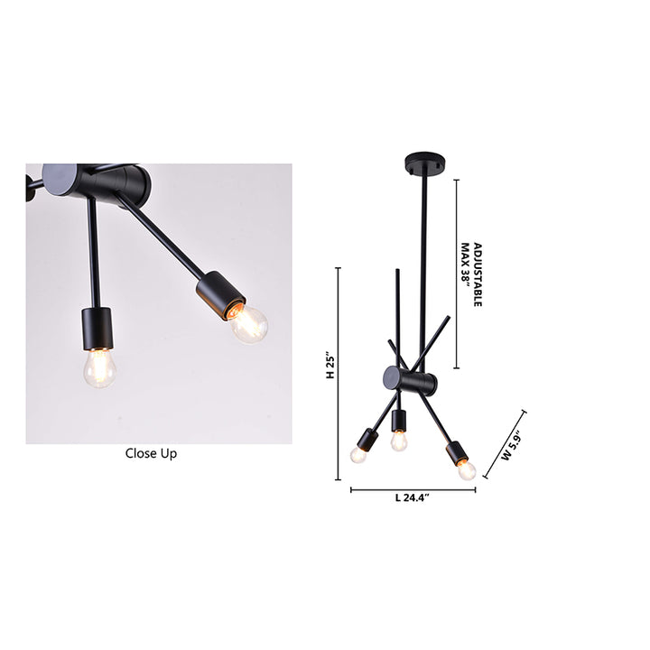 Frame Ceiling Fixture with Adjustable Three Arm by Bethel - view 12