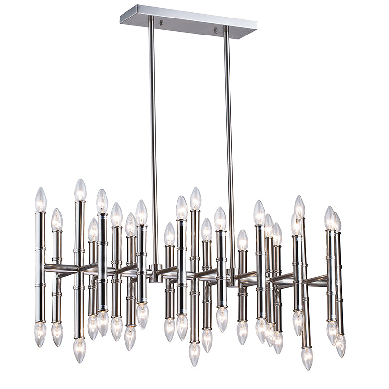 Bamboo Pipe Chandelier in Satin Nickel by Bethel
