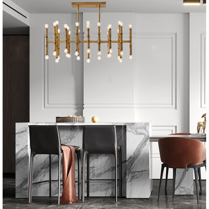 Bamboo Pipe Chandelier by Bethel - view 8