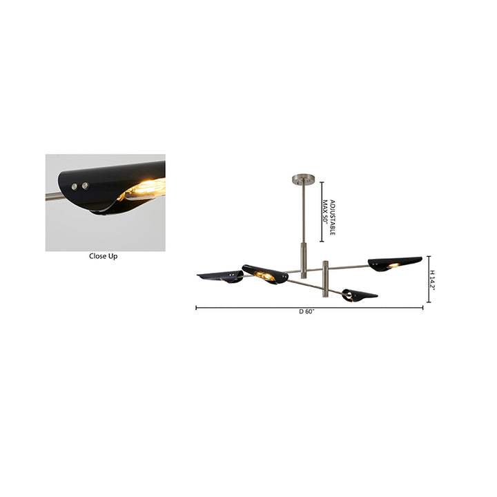 Metal Frame Chandelier with Shades by Bethel - view 9