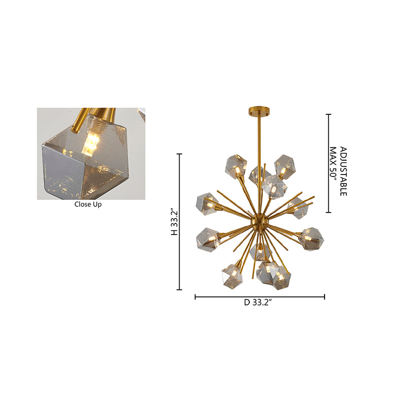 Sputnik Frame Chandelier with Glass Shades by Bethel - view 14
