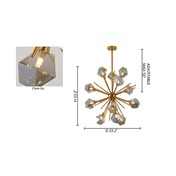 Sputnik Frame Chandelier with Glass Shades by Bethel - view 14