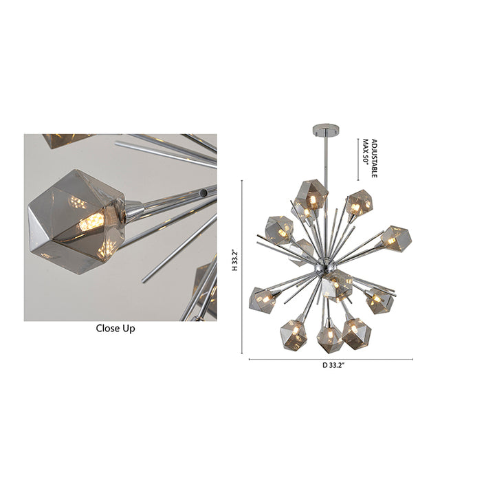Sputnik Frame Chandelier with Glass Shades by Bethel - view 9