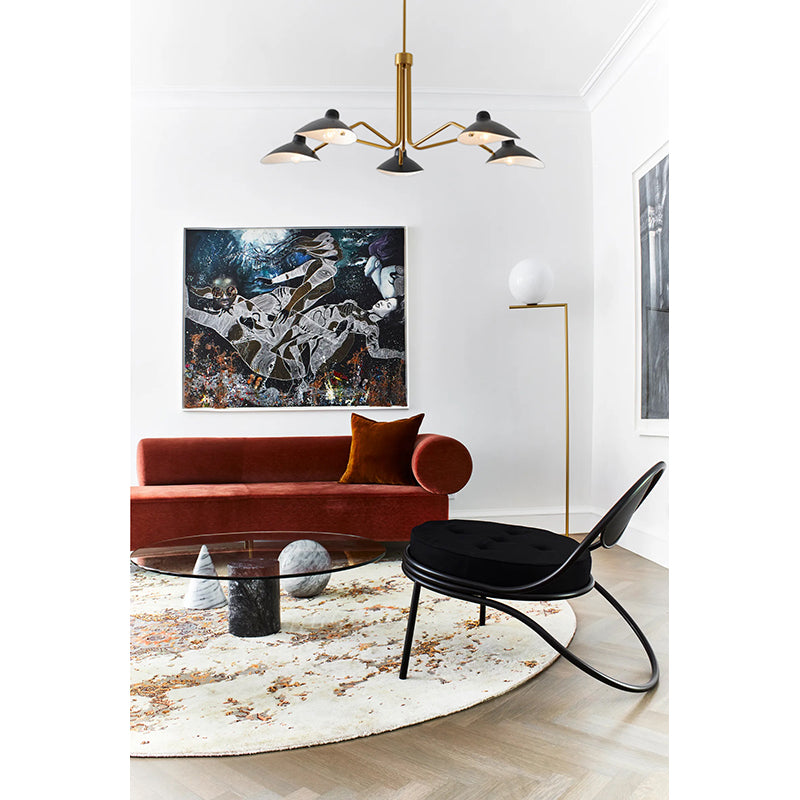 Gold Frame Chandelier with Matte Black Shades by Bethel - view 10