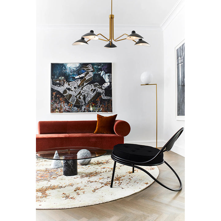 Gold Frame Chandelier with Matte Black Shades by Bethel - view 10