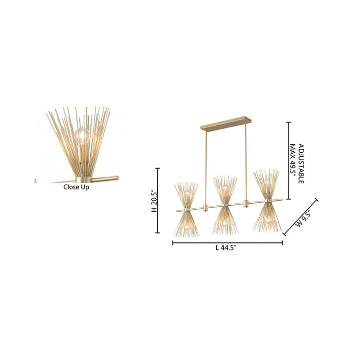 Gold Iron Chandelier with Spiked Cone Shades by Bethel - view 7