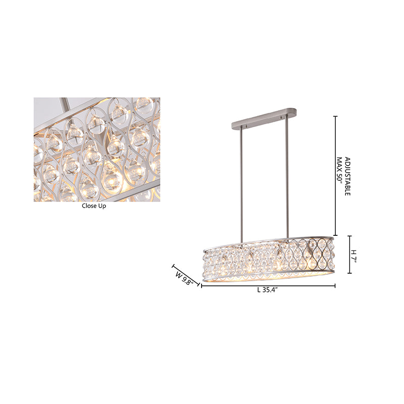 Oval Framed Chandelier with Clear Crystal Hanging Drops by Bethel - view 22