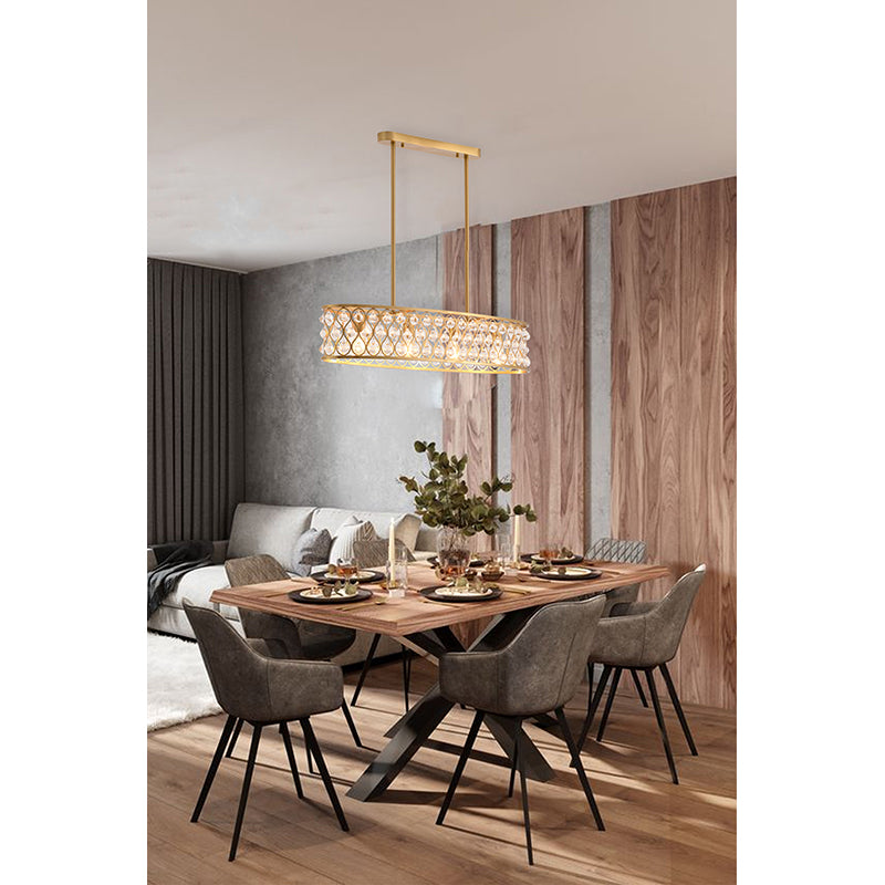 Oval Framed Chandelier with Clear Crystal Hanging Drops by Bethel - view 17