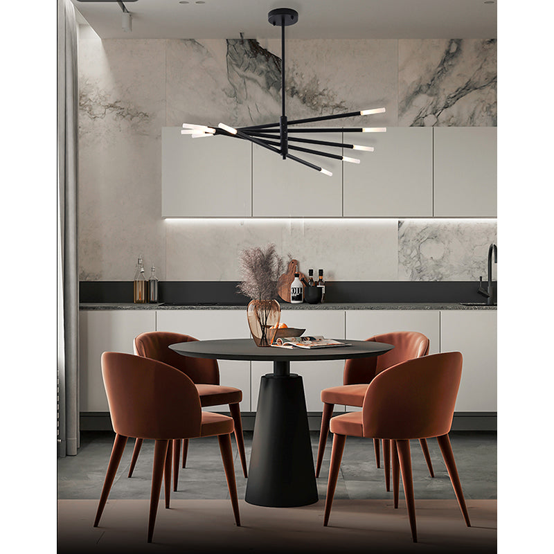 Frame Match Stick Arm Chandelier with Frosted Glass Shades by Bethel - view 3