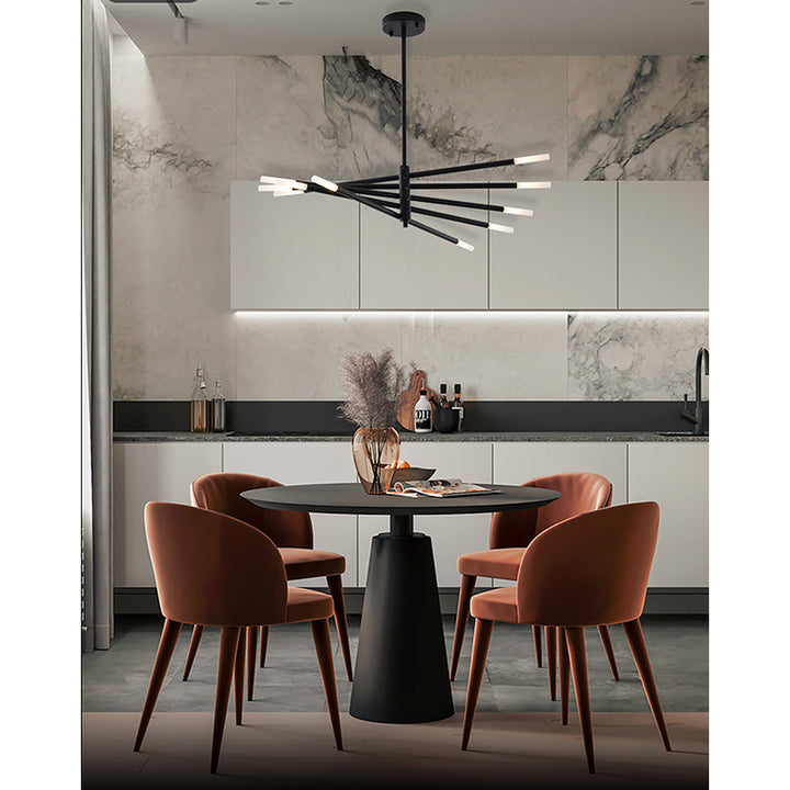 Frame Match Stick Arm Chandelier with Frosted Glass Shades by Bethel - view 3